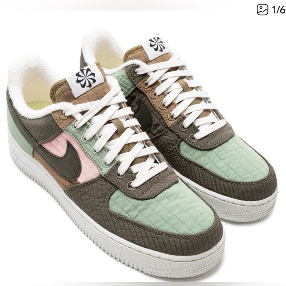 Nike Toasty AF1s Mint Green and Pink Sneakers